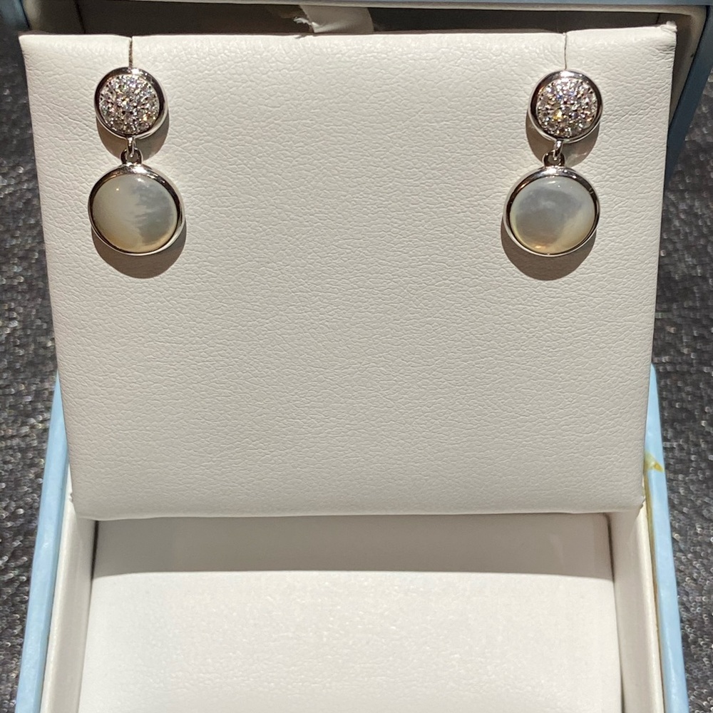 Silver SyntheticStone & Mother Of Pearl Earrings